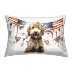 Stupell Industries Patriotic Pup with Flags Outdoor Printed Pillow