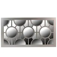 26" Metallic Gray Geometric Rectangular Wall Mirror