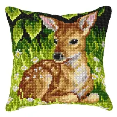 Orchidea Needlepoint Kit Cushion - Printed Canvas Roe Deer 
