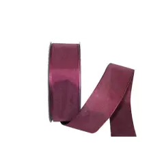 JAM Paper 1.5" x 50yd. Linen Touch Mono Ribbon Burgundy