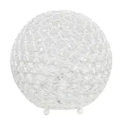 Lalia Home 10" Medium Metal Crystal Round Orb Table Lamp White