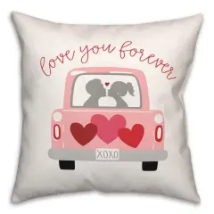 Valentines Truck 16" x 16" Throw Pillow