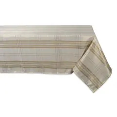 DII&reg; Cream Metallic Plaid Tablecloth