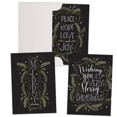 JAM Paper 5" x 7" Greenery Wishes Assorted Christmas Card Set, 24ct.