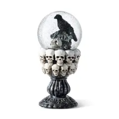 Glitzhome&reg; 100mm 7.25"H Halloween Resin Stacked Skull Waterglobe