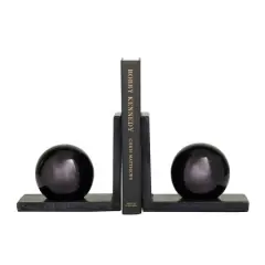 CosmoLiving by Cosmopolitan 6" Metallic Sphere & Marble Bookend Set Black