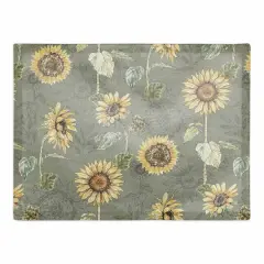 Sunflower Pattern Cotton Twill Placemat Green