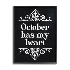 Stupell Industries Black October Has My Heart Framed Giclee Art