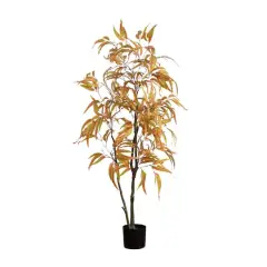 5ft. Green & Orange Autumn Wispy Eucalyptus Artificial Potted Tree