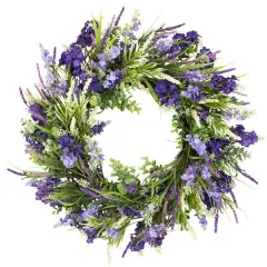 24" Purple & Green Orion Geranium Lavender Foliage Artificial Spring Wreath