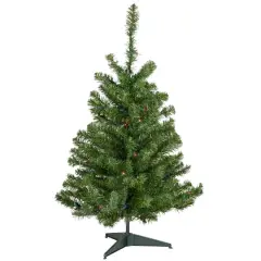 3ft. Pre-Lit Canadian Pine Medium Artificial Christmas Tree, Multicolor Lights