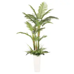 6ft. Artificial Areca Palm Tree in White Decorative Pot
