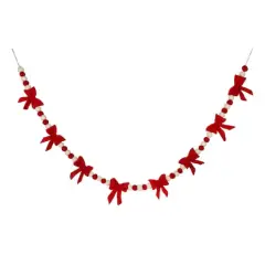 6ft. Red & White Pom Pom & Bow Garland by Ashland&reg;