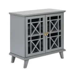 Walker Edison 32" Gray Fretwork Accent Storage Cabinet
