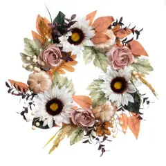 22" Sunflower, Pumpkin & Rose Wreath by Ashland&reg;
