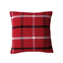 Hello Honey&reg; 18" Red, White & Black Plaid Brushed Flannel Throw Pillow