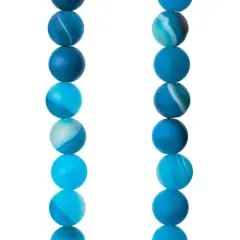 Blue Matte Striped Agate Round Beads, 8mm by Bead Landing&trade;