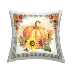 Stupell Industries Pumpkin with Flower Accent Outdoor Printed Pillow