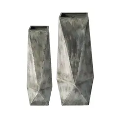 Glitzhome&reg; Geometric Antique Silver Metal Floor Vases Set