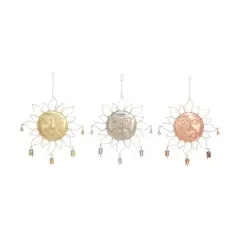Multi Colored Metal Sun Eclectic Windchime Set