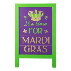 Glitzhome&reg; 24" Mardi Gras Wooden Standing Easel Sign Decor or Hanging Decor
