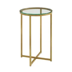 Walker Edison 16" Glam Round Side Table Gold