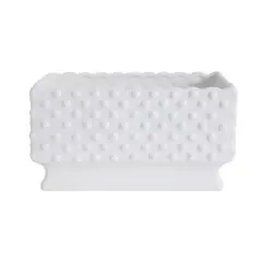 Hello Honey&reg; 11" White Hobnail Rectangle Ceramic Planter