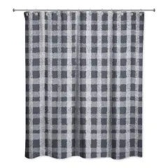 Chalky Plaid Shower Curtain Navy