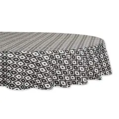 Black Ikat Outdoor Tablecloth 60" Round