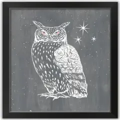 Owl Print Black Framed Print Wall Art