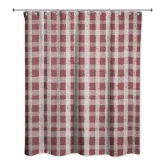 Chalky Plaid Shower Curtain Maroon