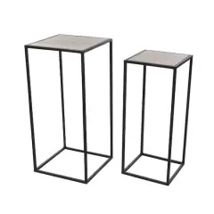 Black Metal Contemporary Accent Table Set