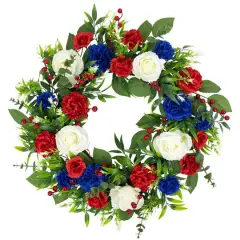 24" Carnation & Rose Artificial Americana Wreath