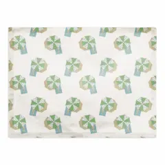 Umbrella Pattern Cotton Twill Placemat White and Green