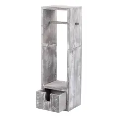 Rustic White Toilet Paper Dispenser with Storage & Drawer