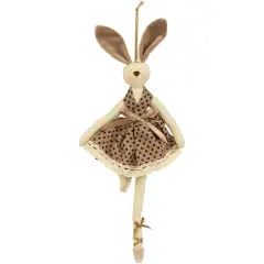 13" Brown Plush Ballerina Bunny Hanging Easter D&eacute;cor