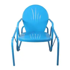 Outdoor Retro Metal Tulip Glider Patio Chair Sky Blue