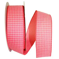 JAM Paper 2.5" x 50yd. Saddle Linen Wired Ribbon Coral