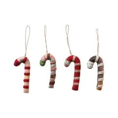 Hello Honey&reg; 4 Pack 2.5" Candy Cane Wool Felt Ornaments