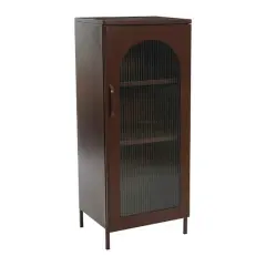 Hello Honey&reg; 40" Solstice Narrow Metal Accent Cabinet with Adjustable Storage Shelves and Arched Glass Door Vintage brown