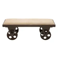 Brown Wood & Metal Industrial Bench