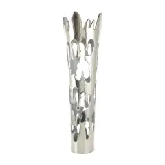 31" Silver Aluminum Drip Vase with Melting Designed Body