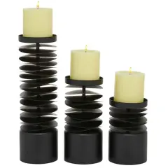 Black Metal Contemporary Candle Holder Set