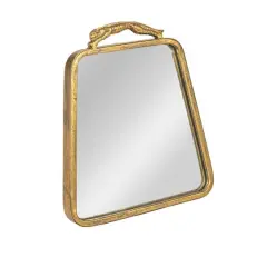 Hello Honey&reg; 10" Gold Antique Metal Wall Mirror with Leopard Handle
