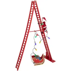 4ft. Animated Lighted Musical Santa Climbing Ladder Christmas Decoration