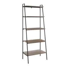 Walker Edison 72" Mocha Industrial Modern Ladder Bookshelf