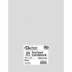 PA Paper&trade; Accents Pearlized 8.5" x 11" 92lb. Cardstock, 25 Sheets Silver