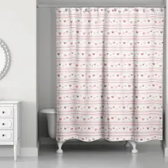 Multi Heart Stripes Pattern 71" x 74" Shower Curtain