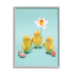Stupell Industries Spring Chicks Floral Easter Eggs Framed Giclee Art Gray