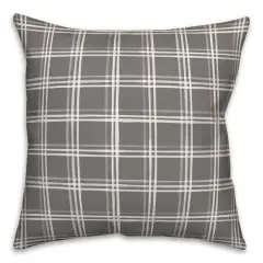 18" Plaid Indoor/Outdoor Pillow Gray